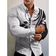 thumbnail image 1 of Nueva llegada Camisas de moda para hombres Casual Flores Estampado Manga larga Botón Top Ropa de hombre de gran tamaño, 1 of 6