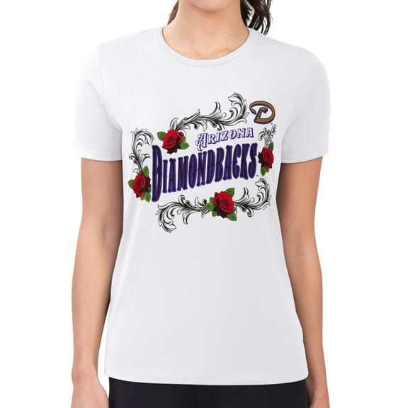 Women's G-III 4Her by Carl Banks  White Arizona Diamondbacks Super-Slim Fit Lightweight Retro Roses T-Shirt
