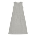 thumbnail image 6 of cocolona Womens Summer Linen Long Dress Crew Neck Sleeveless Ruffle Flowy Tank Dress Vacation Beach Sundress with Pockets, 6 of 7
