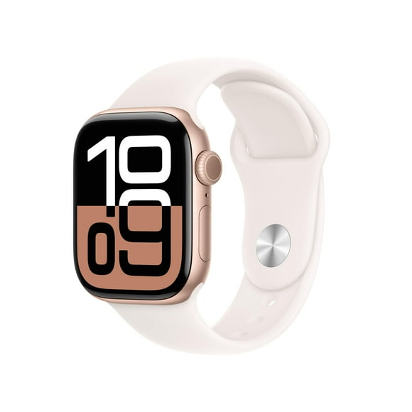Apple Watch Series 10 [GPS 42mm case] Smartwatch with Rose Gold Aluminium Case with Light Blush Sport Band - M/L. Fitness Tracker, ECG App, Always-On Retina Display, Water Resistant