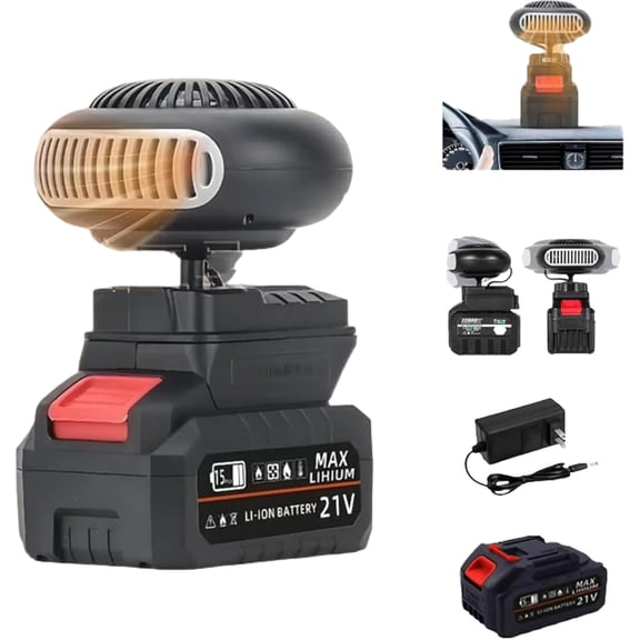 Battery Powered Heater, Rechargeable Heaters for Indoor Use, Heat for Power Outage, Universal 18-21V, Ultra-Light/Ultra-Powerful/360-Degree Rotation/Anti Tilt Design (5 battery*1)