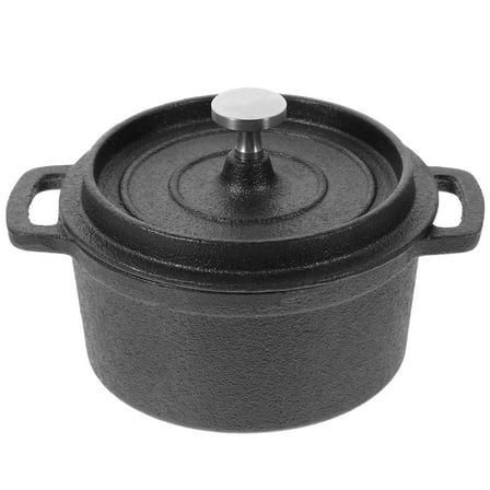 OFFIGAM Black Cast Iron Pot Multi-Functional for Steaming, Heating, and Cooking Kitchen Cookware