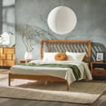 Walker Edison MidCentury Modern Slatted Solid Wood Queen Bed Frame
