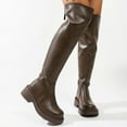 thumbnail image 2 of Mepaouo Women Black Thigh High Boots Platform Lug Sole Over The Knee Boot Stretchy Pull On Winter Shoes, 2 of 7