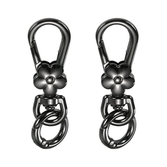 2 Pcs Metal Keychain Clip Swivel Lobster Claw Clasp Quick Release Key Ring Detachable Double Opening Snap Hooks for Jewelry Making Crafts Backpack Bag Lanyard, Gun Black