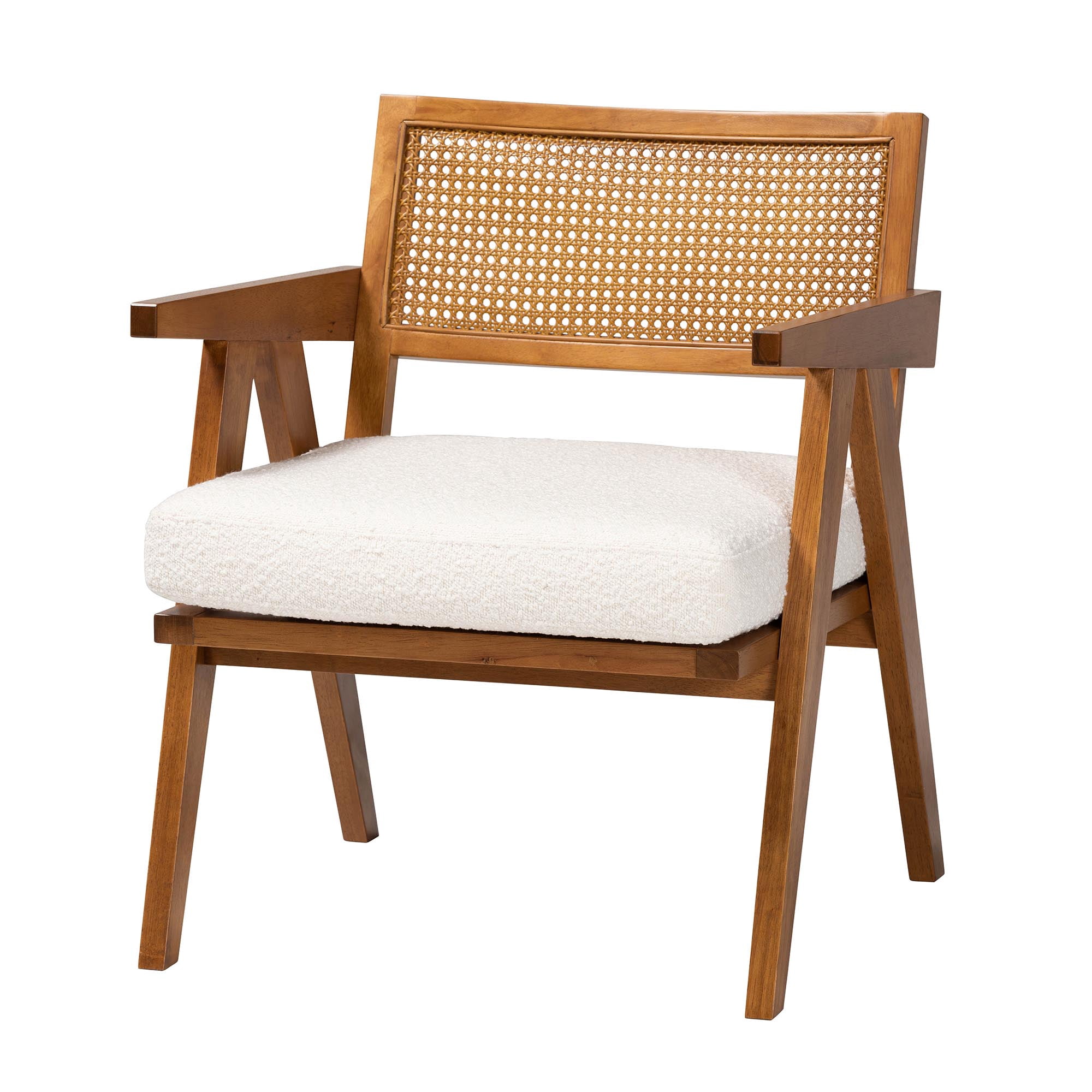 Baxton Studio Jetsam Japandi Arm Chair, One Size, Walnut Brown
