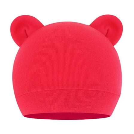 URTERYSER Baby Hat with Ears Cotton Warm Newborn Accessories Baby Girls Boys Autumn Winter Hat for Kid Infant Toddler Caps Red