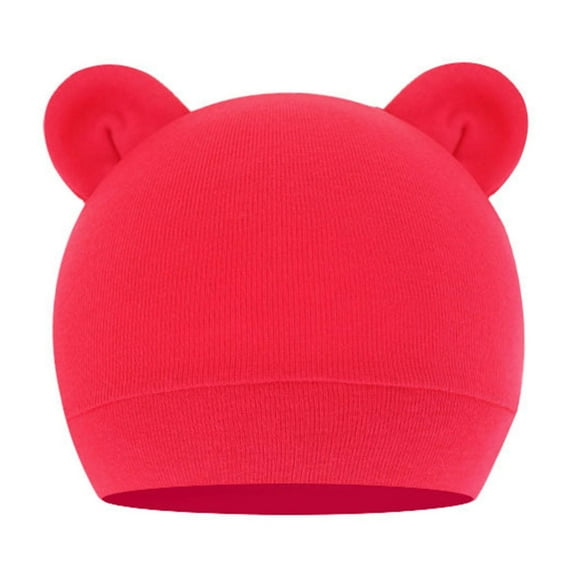 URTERYSER Baby Hat with Ears Cotton Warm Newborn Accessories Baby Girls Boys Autumn Winter Hat for Kid Infant Toddler Caps Red