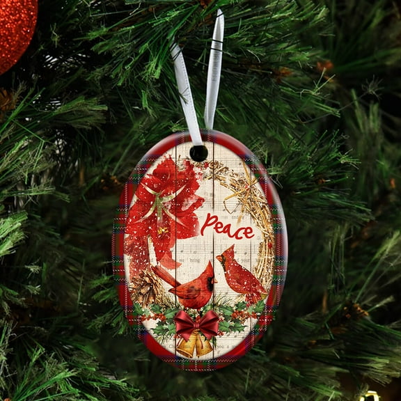Flagwix Christmas Ornaments, Ceramic Ornaments, Cardinal Peace Christmas, Christmas Decorations, Christmas Gifts - Oval, 1 Pcs