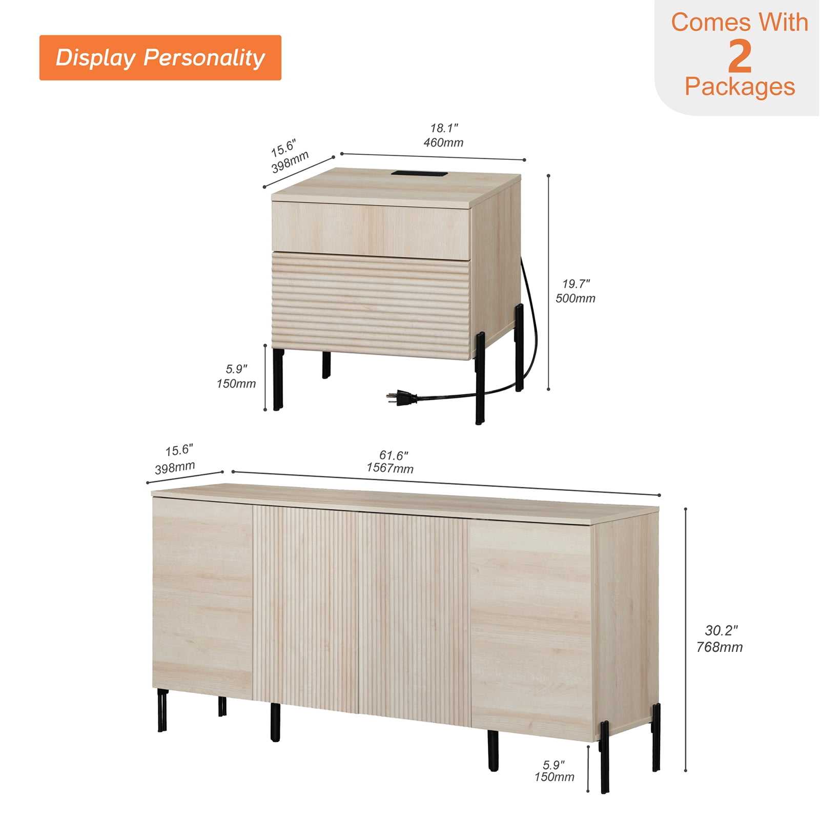4 In 1 Modern Dresser with Glass Doors & 8 Drawers, Chest of Drawers with Adjustable Shelves, Multi-purpose Bedroom Closet Organizer Storage Cabinet,Brown