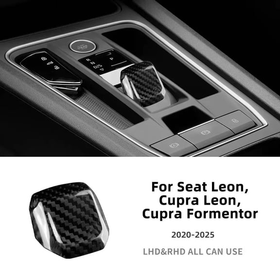 Hard Dry Carbon Fiber Gear Shift Knob Trim Fit for Seat Leon MK4 Cupra Leon Cupra Formentor 2020 2021 2022 2023 2024 2025.