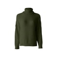 thumbnail image 5 of Women's Solid Color Turtleneck Sweater, Loose Fit Knit Pullover with Long Sleeves, Soft Stretchy High Neck Top, Comfortable Casual Winter Wear for Everyday Outfits and Relaxation Blackish Green L, 5 of 5