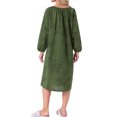 thumbnail image 3 of INSPIRE CHIC Camisón de Mujer de Manga Larga Ropa de Dormir Cuello Redondo con Corbata Camisón de Casa con Bolsillo S Verde, 3 of 5