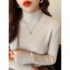 thumbnail image 3 of Suéter de punto de Cuello medio alto para mujer, jersey de manga larga, blusa elástica suave negra, otoño e invierno, 2024, 3 of 4