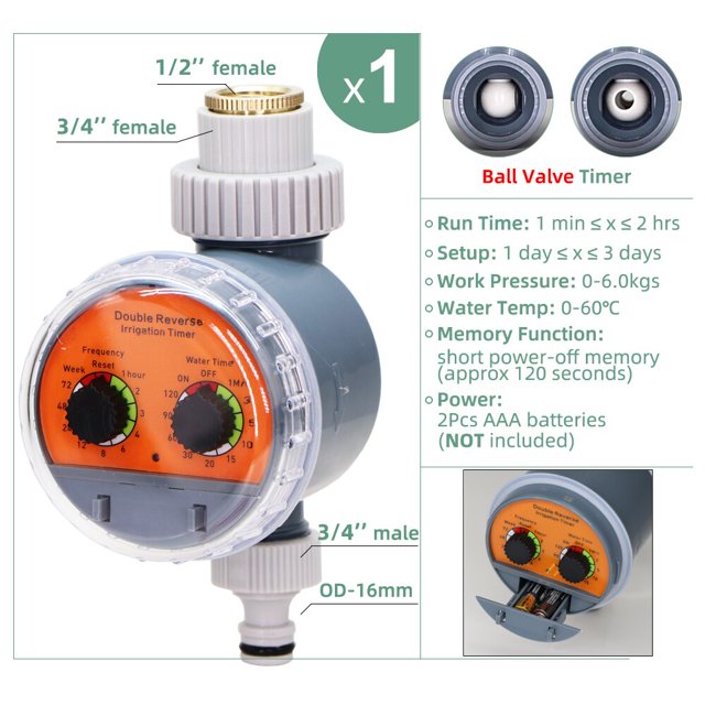 Garden Ball Valve Timer Automatic Green Micro Drip Irrigation System Spray 1/4'' Planting Self-Watering Kit Adjustable Dripper He Qiyong unisex