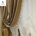 thumbnail image 2 of European Lace Velvet Curtains for Living Room Bedroom Dining Blackout Customized Luxury Villa Window White Tulle Valance Decor, 2 of 5
