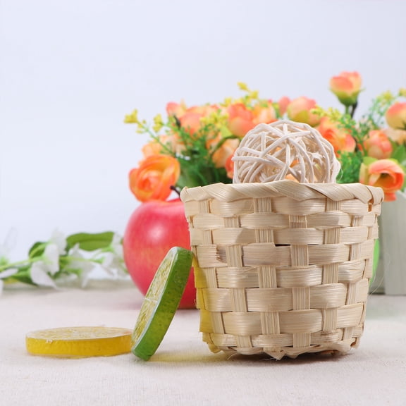IBASETOY Beige Wicker Storage Basket for Indoor Outdoor Use Desktop Organizer and Home Storage Box