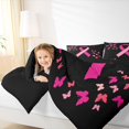 thumbnail image 4 of Feelyou Black Pink Ribbon Full Size Comforter Sets, Cartoon Dreamy Butterfly Bedding Comforter Set, Awareness Hope Theme Reversible Bedding Sets, Luxury Bedroom Decor, 3-Piece, 4 of 8