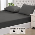 thumbnail image 3 of Fitted Sheet + Pillowcase Set 800 Thread Count 100% Egyptian Cotton 3-Piece ( 1-Fitted + 2-Pillowcase ) Full Size (54" x 75") Inch 18-Inch Deep Pocket, All-Around Elastic Dark Gray Stripe, 3 of 6