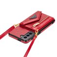 thumbnail image 3 of Crossbody Wallet Women Case for Samsung S21 FE,Credit Card Pocket Zipper Pouch with Shoulder Strap, PU Leather Kickstand Back Flip Envelope Design for Samsung Galaxy S21 FE, Red, 3 of 13