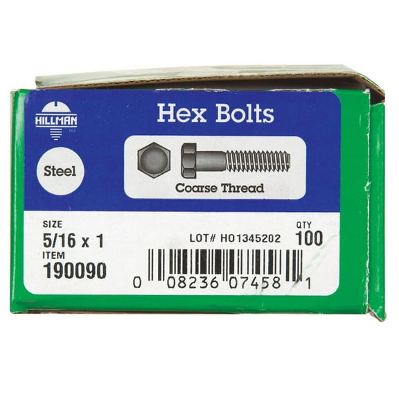 Hillman Group RSC 57017 0.312 x 1 in. Zinc Plated Hex Bolts