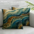thumbnail image 3 of Chilfamy Paint Blue Green and Gold Liquid Marbling Ink Marble Abstract Pattern Aqua Nature Stone Turquoise Water Throw Pillow Case Decorative Cushion Cover for Sofa Couch Bed 12x12in, 3 of 5