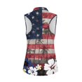 thumbnail image 2 of HUIACONG American Floral Pattern Sleeveless Golf Shirts, Breathable Workout Tank Tops for Running Sport, Fashion Comfortable Women Golf Sleeveless Half Zip Top, 2 of 7