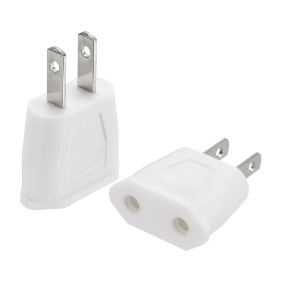 Uxcell 2 PCS EU to US Plug Socket Jack, US 2 Pin to European 2 Outlet Adapter Travel Charger Converter, 125V/250V 6A, 4mm Hole White