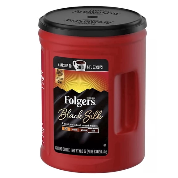 Presca Folger Black Silk Ground Coffee (40.3 oz.) - (2 Pack), Black Silk is a bold, dark-roast ground coffee with a strong, rich aroma