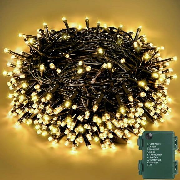 132FT Battery Operated Christmas Lights, Avoalre 300 LED Christmas Tree Lights with Timer & Memory, 8 Modes Waterproof Battery Powered Lights for Holiday