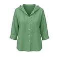 thumbnail image 6 of Aezemi Womens Button Hoodie Shirts Lightweight 3/4 Sleeve Loose Fit Drawstring Hooded Faux Cotton Linen Blouses Summer Spring Beach Vacation Sun Protection Tees S, 6 of 7