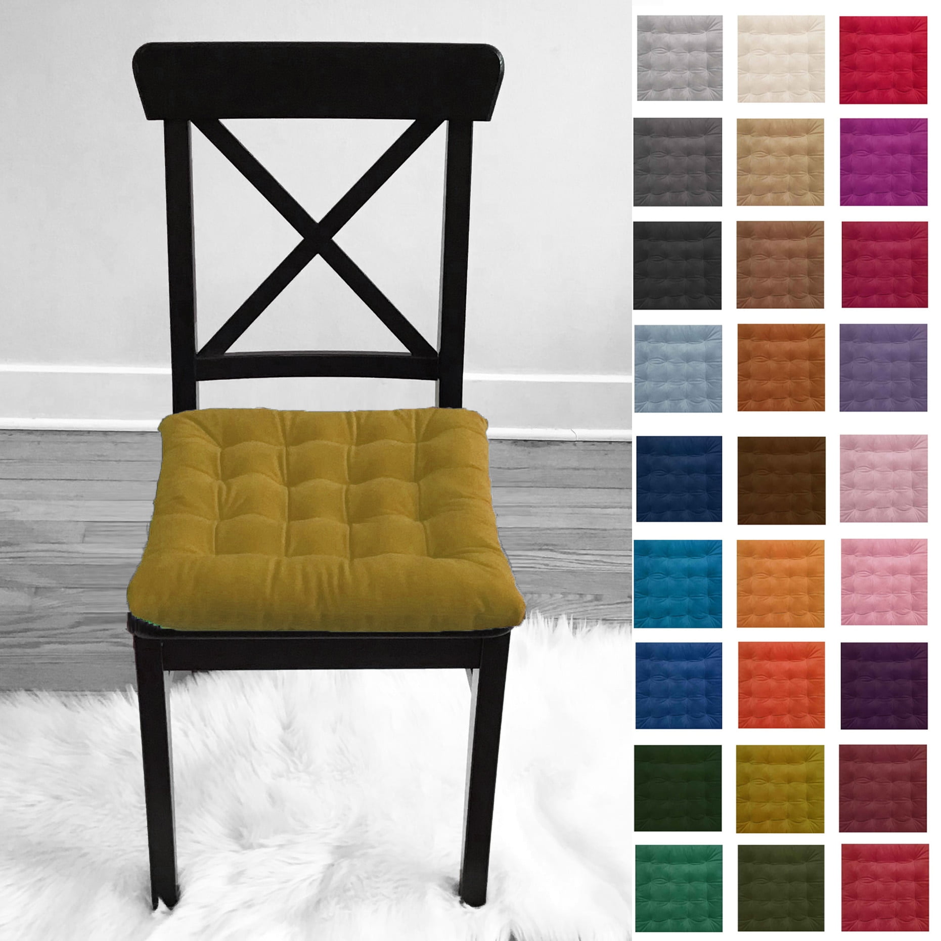 Infinity Collection Square Tufted Velvet Plush Chair Pad/Cushion for