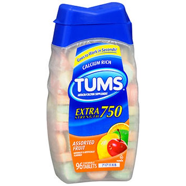 Tums Extra Strength 750 Chewable Tablets Assorted Fruit 96 ct