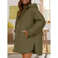 thumbnail image 3 of Osfvolr Women Long  Quilted Hooded Jacket,Fashion Winter Coat Oversized Baggy, Warm Long Sleeve Jackets  Green S, 3 of 5