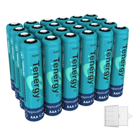 Tenergy AAA Rechargeable Battery, High Capacity 1000mAh NiMH AAA Battery, 1.2V Triple A Batteries 24-Pack, Bonus 6 Battery