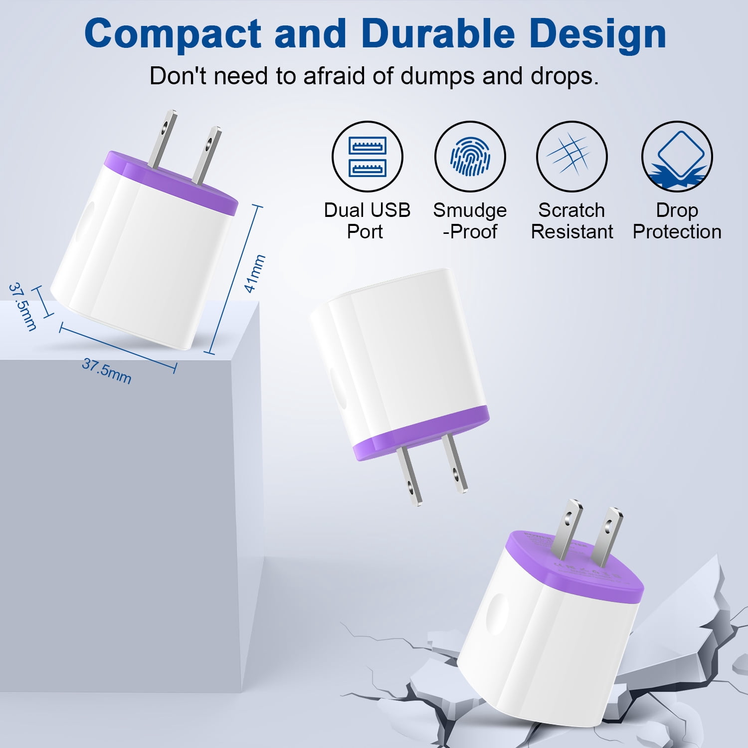 Zacenei USB Charger Block,2Pack 2.1A Dual USB Charging Block Station&2Pack iPhone Charger Cable 10ft Charging Cord USB Wall Charger Adapter Plug Fast Charging Cable Cords 10FT Compatible for iPhone14