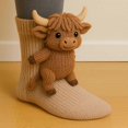 thumbnail image 1 of Novelty Cartoon Animal Socks - Christmas Gifts: Cat & Deer Warm Winter Socks for Girls & Women, 1 of 1