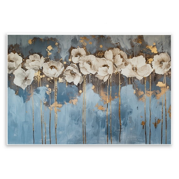 Stupell Industries Gold Drip Peonies Plants & Flowers Painting Unframed Art Print Wall Art, 15 x 10