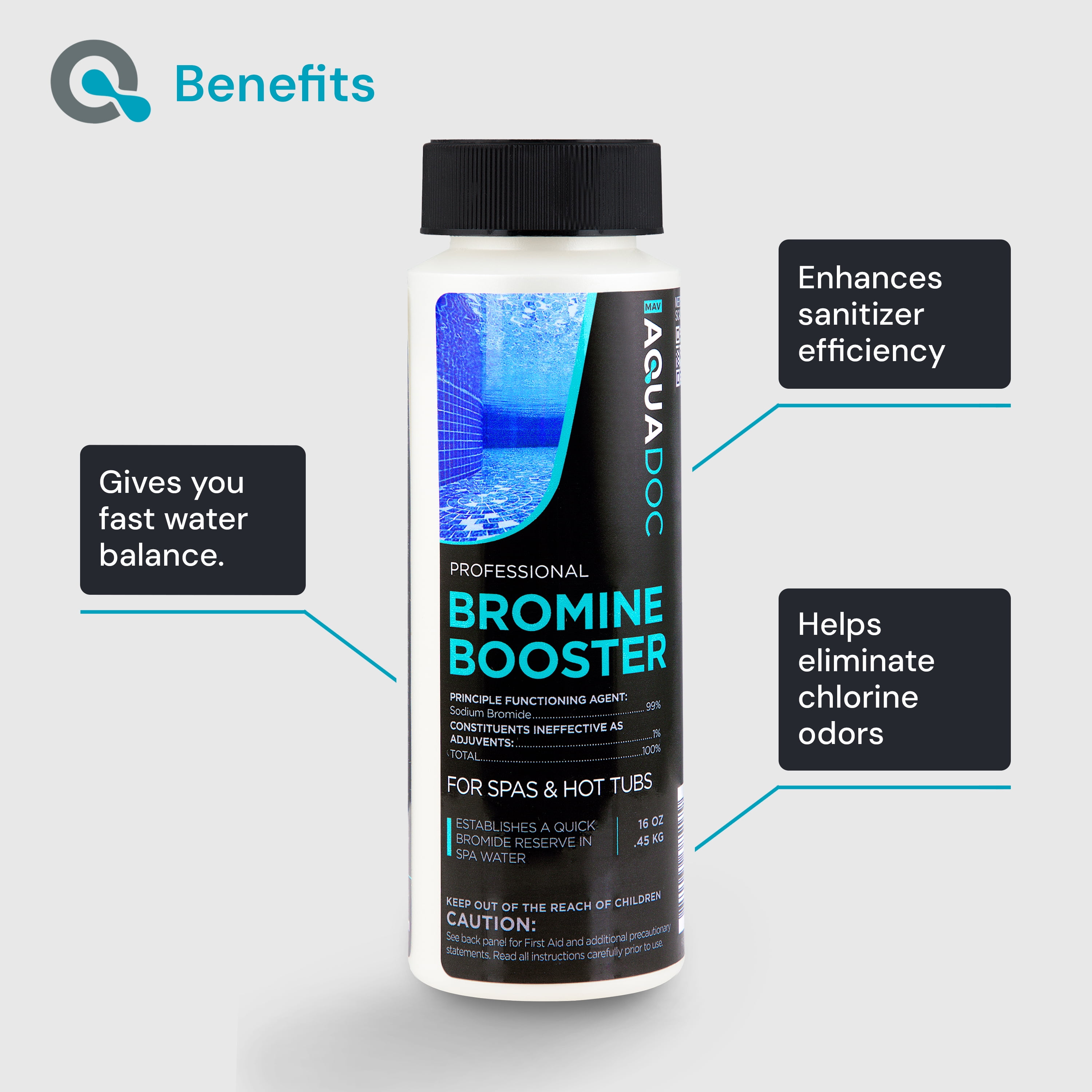 AquaDoc Bromine Booster – Non-Chlorine Spa Shock, Sodium Bromide Oxidizer for Hot Tubs, 1lb