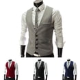 thumbnail image 5 of Joernso Suit Vest Sleeveless Pockets Simple Solid Color Men Formal Business Vest Workwear, 5 of 7