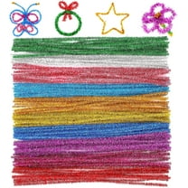 Sparkly Pipe Cleaners Bulk, 100Pcs 10-Color Tinsel Chenille Stems for Kids Craft Art DIY, 6mm x 12inch