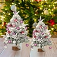 thumbnail image 6 of Pre-lit Pre-Decorated Pine Artificial Christmas Tree, 1.47FT Artificial Hinged Xmas Tree with 818 Flocked Frosted Tips, 250 Lights, 58 Pine Cones & 58 Red Berries for Holiday Party Office Home, 6 of 9
