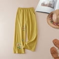 thumbnail image 4 of Ruimatai Women's Elastic Waist Floral Embroidered Wide Leg Casual Pants with Pockets for Loungewear Daily Wear, 4 of 9