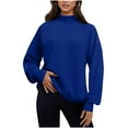 thumbnail image 5 of SYMOID Womens Blue High Neck Sweatshirt - 100% Polyester, Loose Fit Raglan Sleeves, Machine Washable Wrinkle Resistant, Casual/Layering Top for Daily Wear (S-XXL),Size XL, 5 of 5