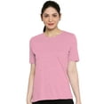 thumbnail image 2 of eloria Women's T-Shirt Round Neck Solid Color Plain Half Sleeve T-Shirt Color: Pink | Size: M, 2 of 7