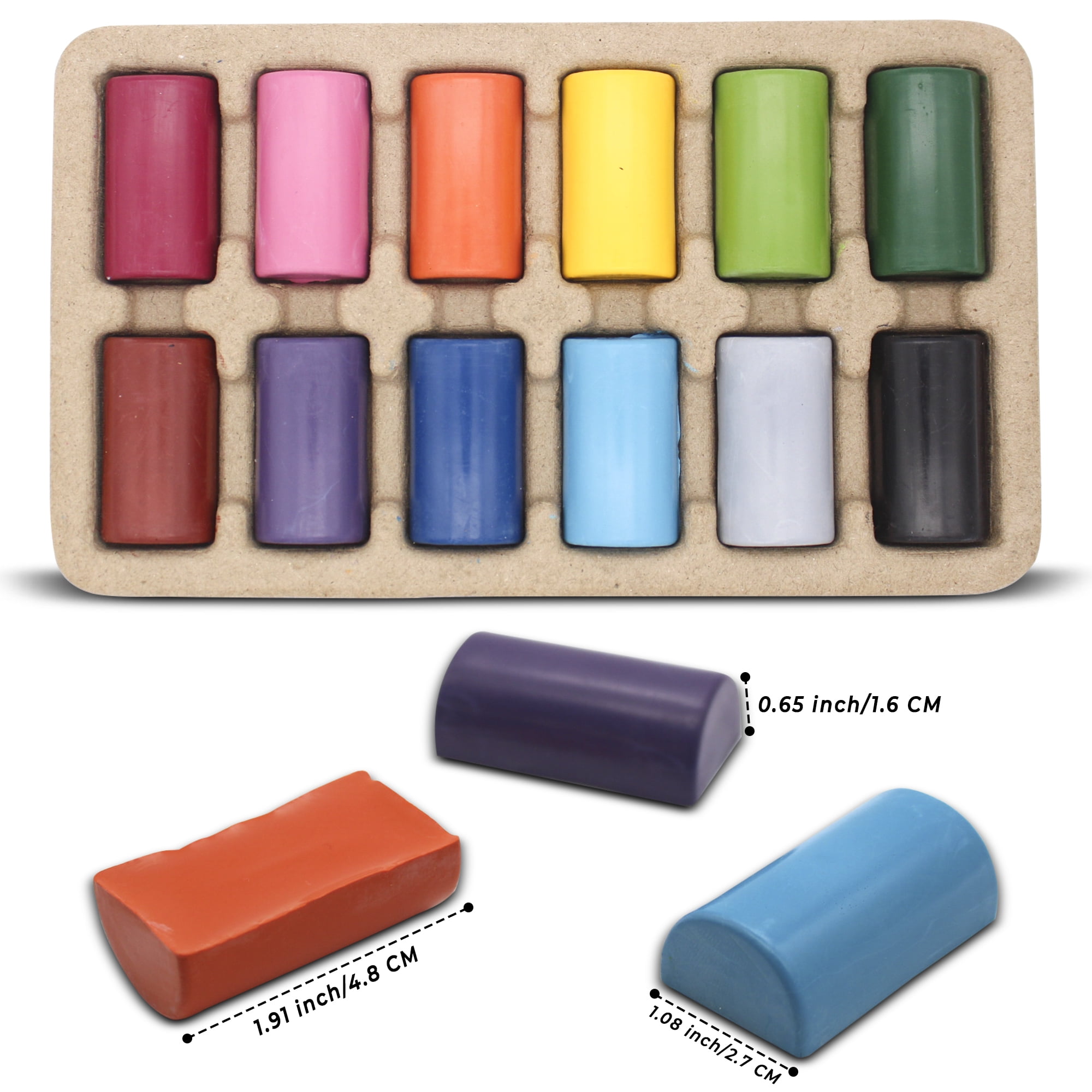 Lucky Art Natural Beeswax Crayon 12 Colors, Toddler Crayons, Non Toxic, Safe for Toddlers, Kids and Children, 12 Piece Count