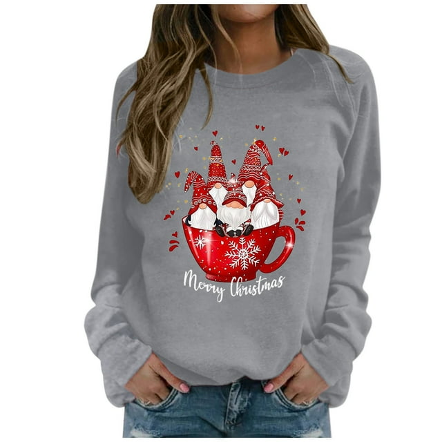 Femmes de Noël Pull Mi Longueur Veste Col Rond Hiver Cardigan Manches Longues Fermeture Blouse Hoodie Outwear Souple Graphique Imprimé Sweat-Shirt de Mode