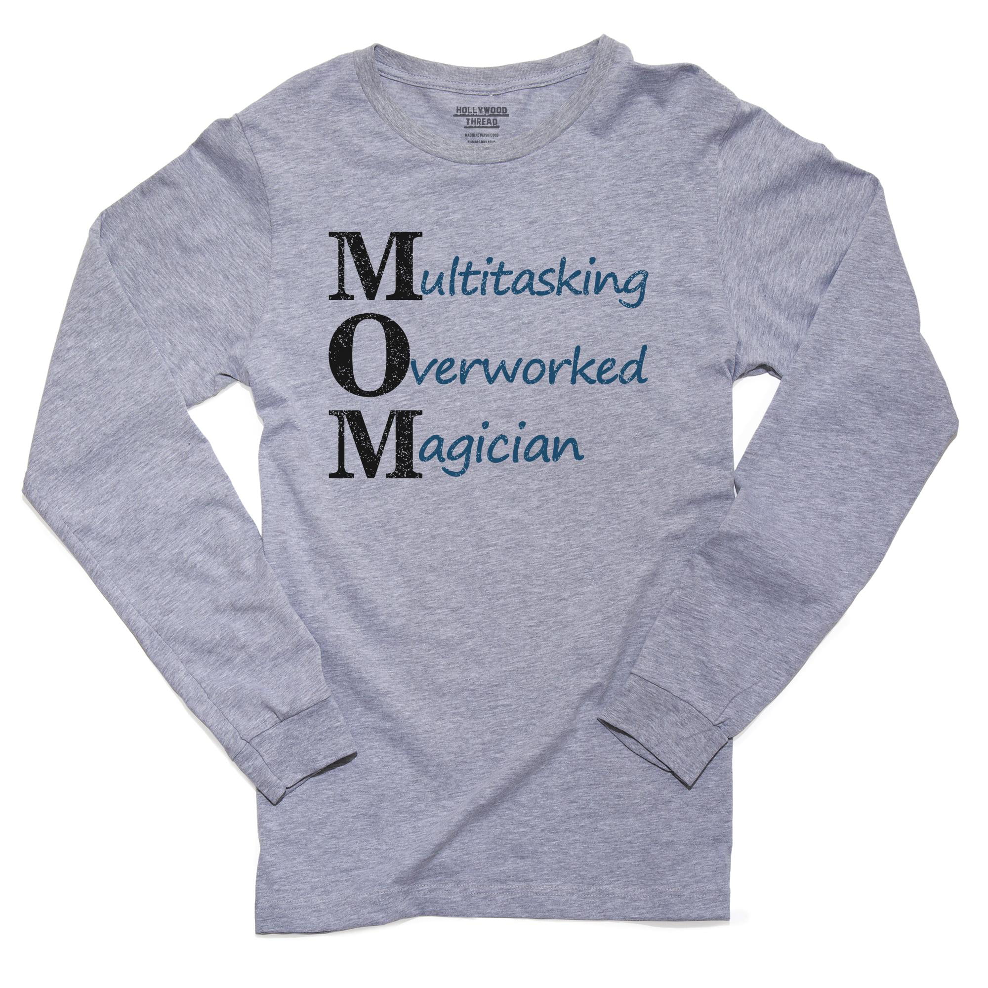 MOM - Multitasking Overworked Magician - Acronym Men's Long Sleeve Grey  T-Shirt 