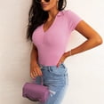 thumbnail image 5 of B91xZ Hauts d'Été pour Femmes 2024 Col Rond Manches Courtes Pull, Rose S, 5 of 5