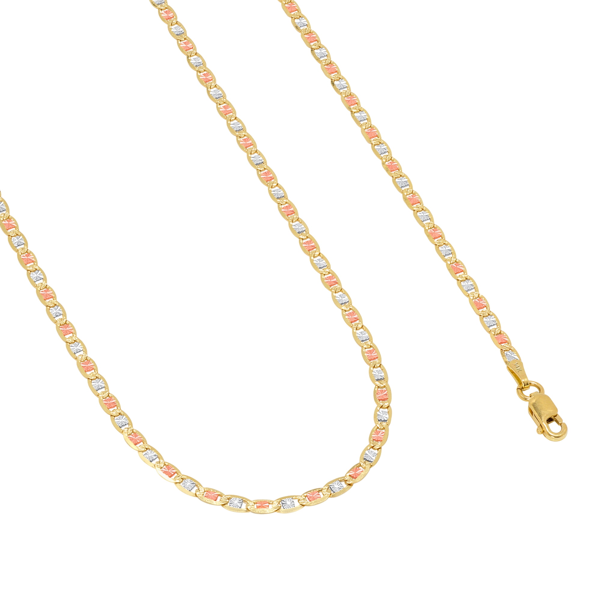 Nuragold 14k Real Yellow Rose White Gold Solid Valentina 2.3mm Anchor Link Chain Necklace (16"-24") Dainty Italian Jewelry for Men & Women